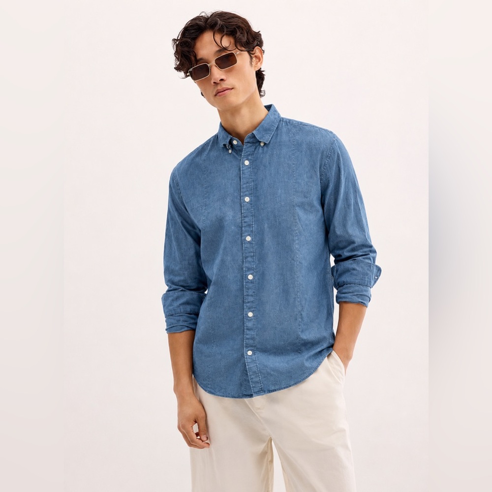 Le 31 by Simons - Premium Linen Shirt | 100% Linen Semi-Fitted Blue Button Down
